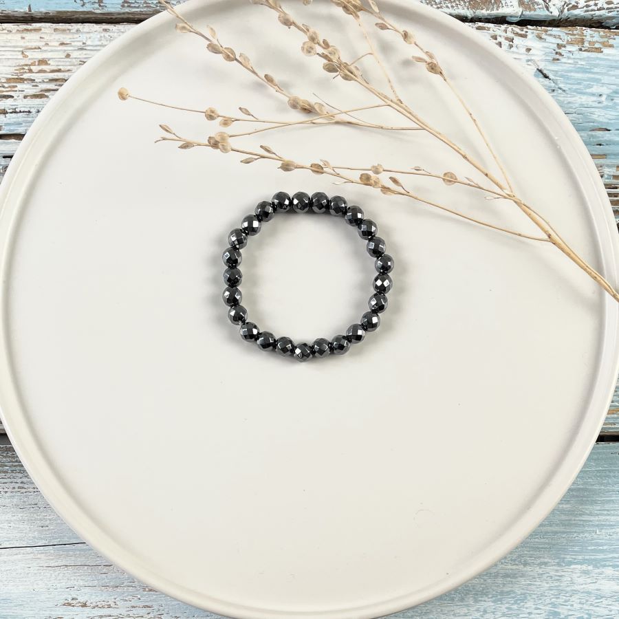 Kugelarmband Hämatin mit facettierten Kugeln