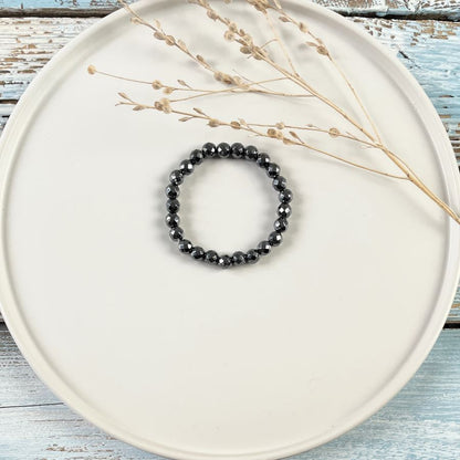 Kugelarmband Hämatin mit facettierten Kugeln