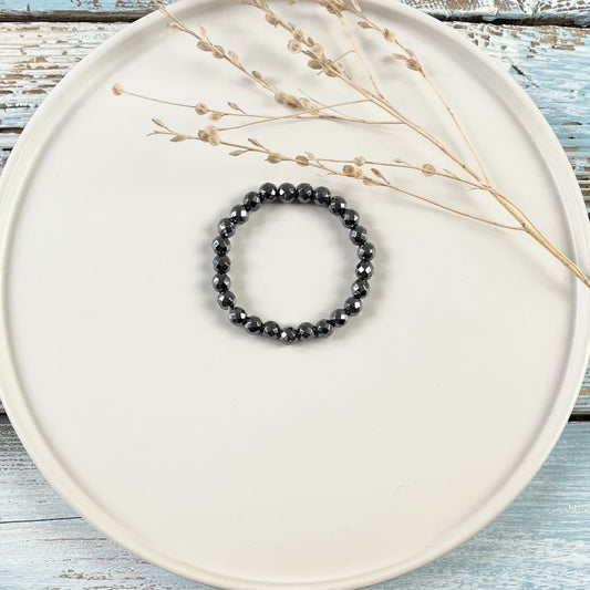 Kugelarmband Hämatin mit facettierten Kugeln